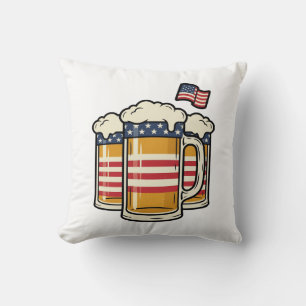 Patriotic Beer Mug Vintage Vector Design_1 Cushion