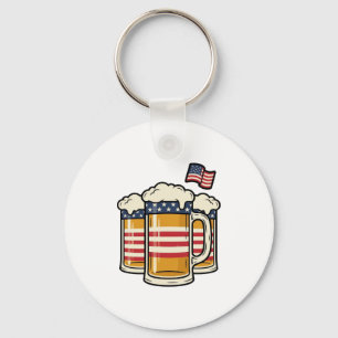 Patriotic Beer Mug Vintage Vector Design_1 Key Ring