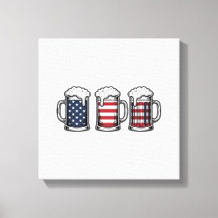 Patriotic Beer Mugs Vintage Vector Shirt Design_1 Canvas Print