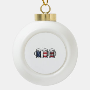Patriotic Beer Mugs Vintage Vector Shirt Design_1 Ceramic Ball Christmas Ornament
