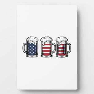 Patriotic Beer Mugs Vintage Vector Shirt Design_1 Plaque