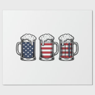 Patriotic Beer Mugs Vintage Vector Shirt Design_1 Wrapping Paper