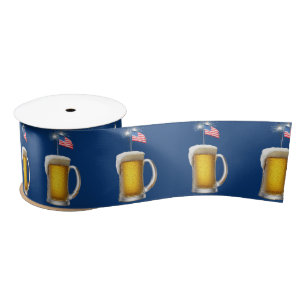 Patriotic Beer with Sparklers Satin Ribbon