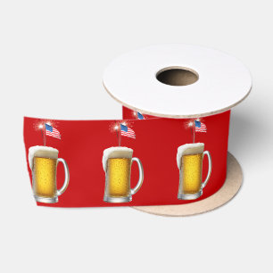 Patriotic Beer with Sparklers Satin Ribbon