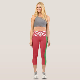 Patriotic Belarusian Flag Capri Leggings
