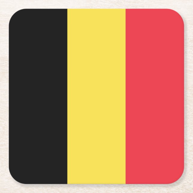 Patriotic Belgian Flag Square Paper Coaster (Front)