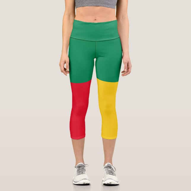 Patriotic Benin Flag Capri Leggings (Front)