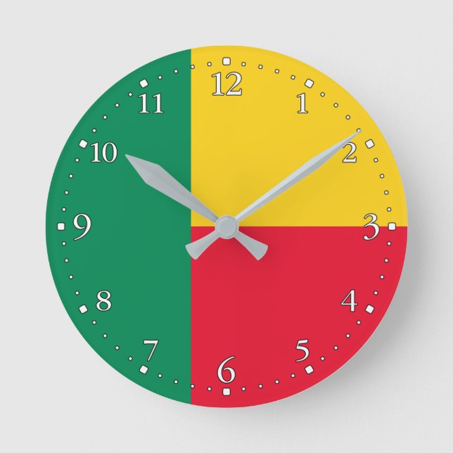 Patriotic Benin Flag Round Clock (Front)