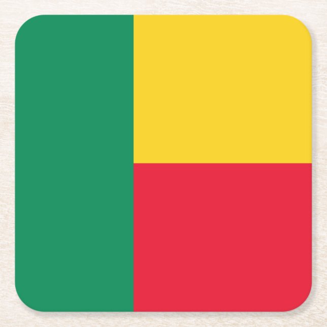 Patriotic Benin Flag Square Paper Coaster (Front)