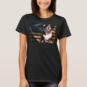 Patriotic Bernese Mountain American Flag Dog Men W T-Shirt