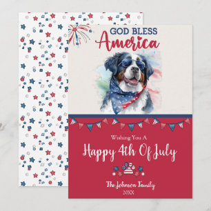 Patriotic Bernese Mountain Dog 4th of July Card