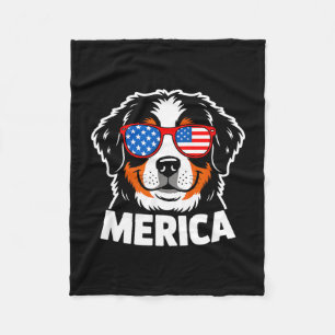 Patriotic bernese mountain dog 4th of july usa fleece blanket