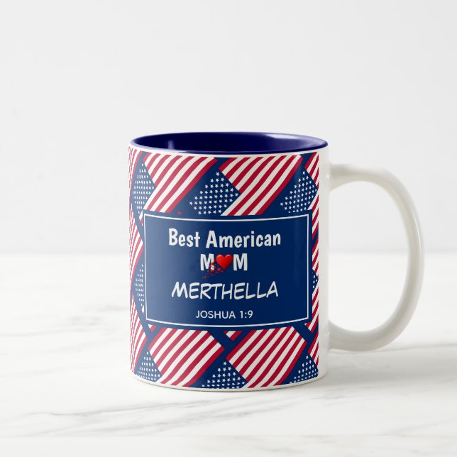 Patriotic BEST AMERICAN MOM  Two-Tone Coffee Mug (Right)