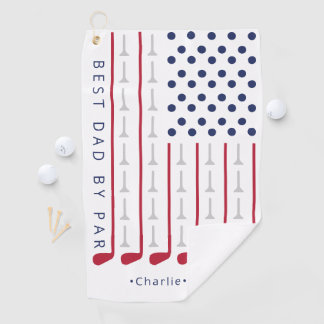 Patriotic Best Dad By Par Golf American Flag Names Towel