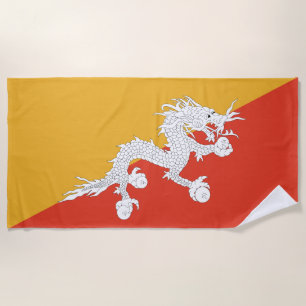 Patriotic Bhutan Flag Beach Towel