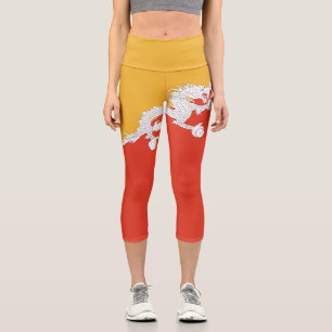 Patriotic Bhutan Flag Capri Leggings
