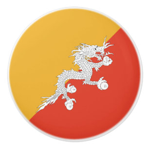 Patriotic Bhutan Flag Ceramic Knob