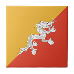 Patriotic Bhutan Flag Ceramic Tile