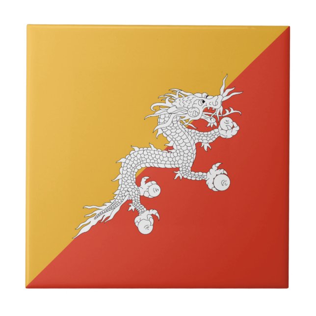 Patriotic Bhutan Flag Ceramic Tile (Front)