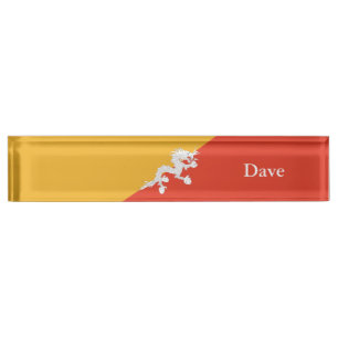 Patriotic Bhutan Flag Nameplate