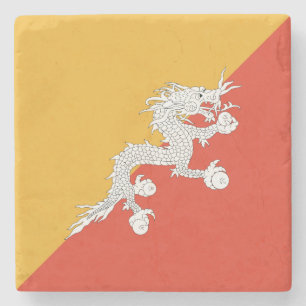 Patriotic Bhutan Flag Stone Coaster