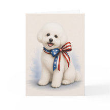 Patriotic Bichon Frise Greeting Card
