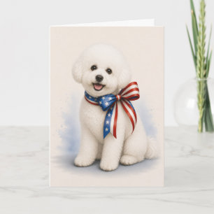 Patriotic Bichon Frise Greeting Card