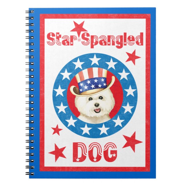 Patriotic Bichon Frise Notebook (Front)