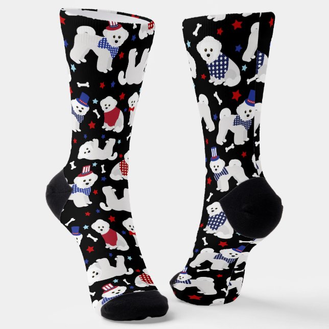 Patriotic Bichon Frise Socks (Angled)