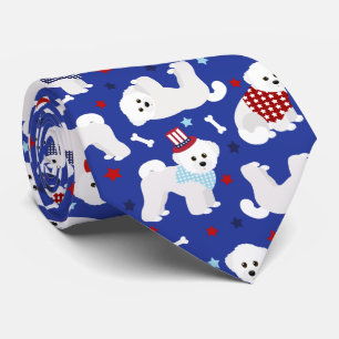 Patriotic Bichon Frise Tie