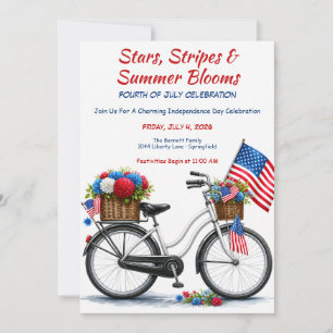 Patriotic Bicycle Fourth of July Celebration  Invitation