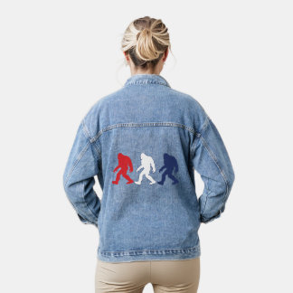 Patriotic Big Foot Sasquatch Denim Jacket