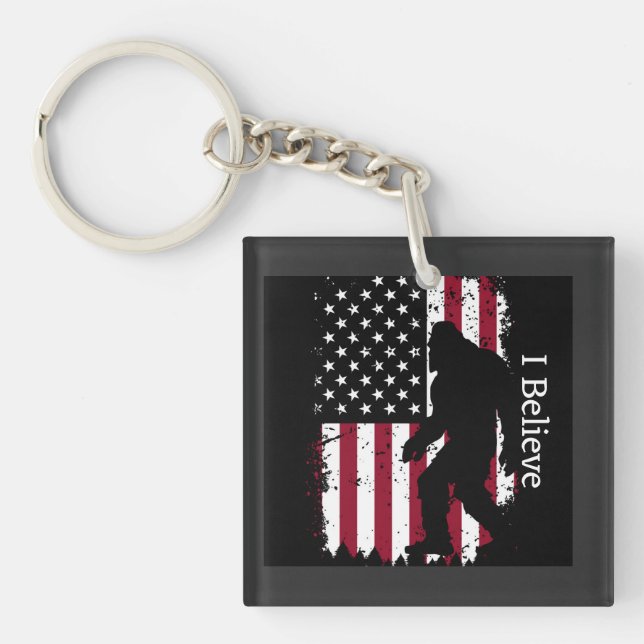 Patriotic Bigfoot  Key Ring (Front)