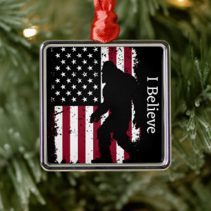 Patriotic Bigfoot Metal Tree Decoration