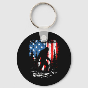 Patriotic Bigfoot Sasquatch 4th Of July Usa Americ Key Ring