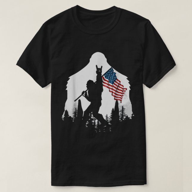 Patriotic Bigfoot Silhouette Art T-Shirt (Design Front)