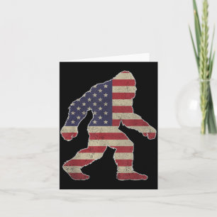 Patriotic Bigfoot Silhouette Vintage American Flag Card