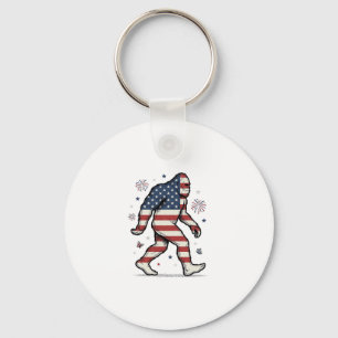 Patriotic Bigfoot Vintage Engraving Shirt Design_1 Key Ring