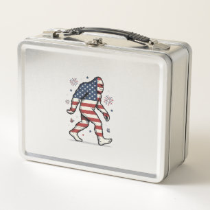 Patriotic Bigfoot Vintage Engraving Shirt Design_1 Metal Lunch Box