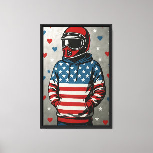 Patriotic Biker Pop Art Canvas Print