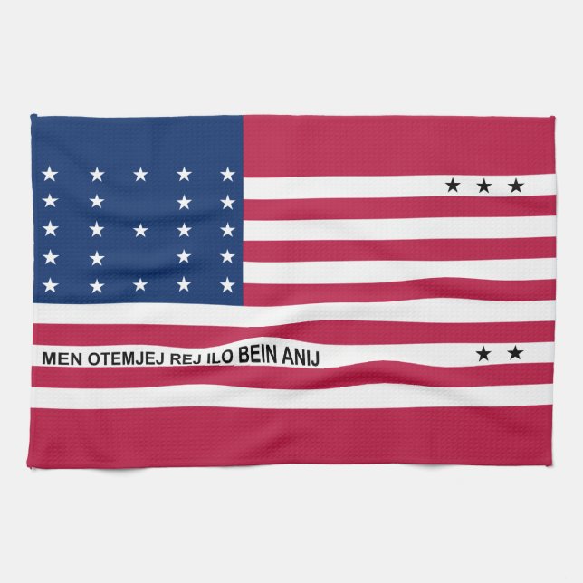 Patriotic Bikini Atoll Flag Tea Towel (Horizontal)