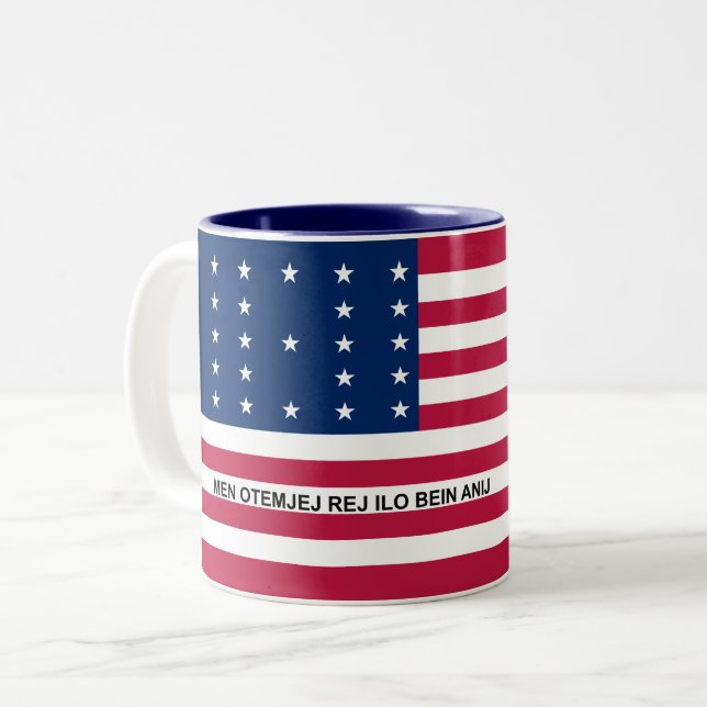 Patriotic Bikini Atoll Flag Two-Tone Coffee Mug (Front Left)