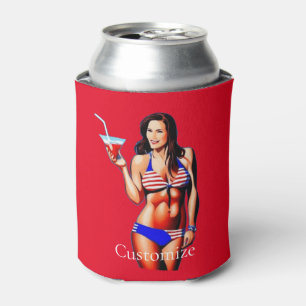 Patriotic Bikini Fitness Model Thunder_Cove  Can Cooler