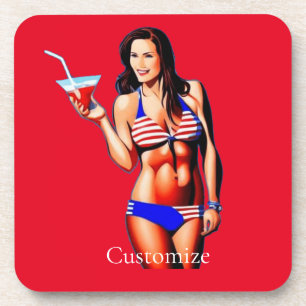 Patriotic Bikini Fitness Model Thunder_Cove  Coaster