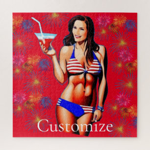 Patriotic Bikini Fitness Model Thunder_Cove Jigsaw Puzzle
