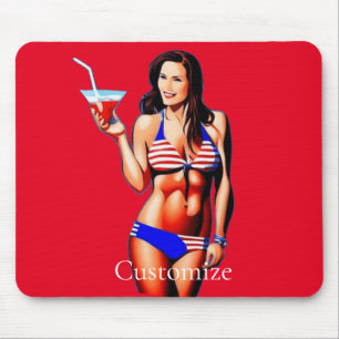 Patriotic Bikini Fitness Model Thunder_Cove  Mouse Mat