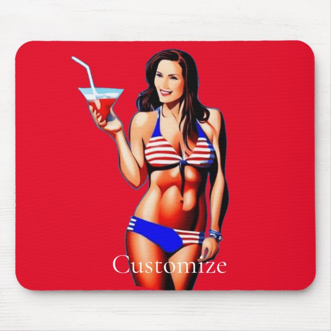 Patriotic Bikini Fitness Model Thunder_Cove  Mouse Mat (Front)