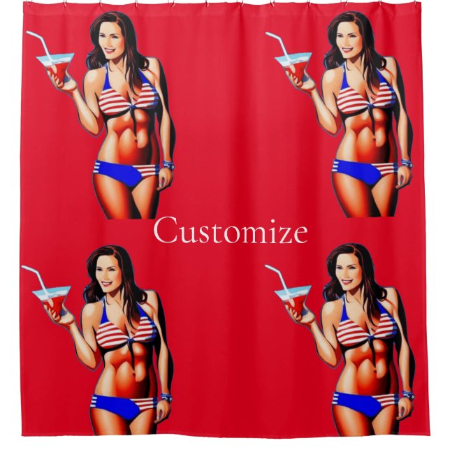 Patriotic Bikini Fitness Model Thunder_Cove  Shower Curtain (Front)