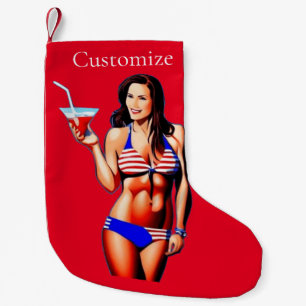 Patriotic Bikini Fitness Model Thunder_Cove  Small Christmas Stocking