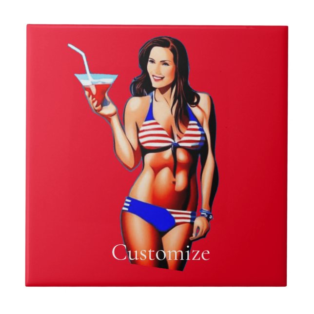 Patriotic Bikini Fitness Model Thunder_Cove  Tile (Front)